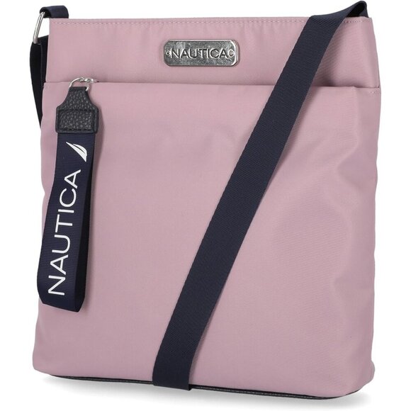 Handbags - Women's Lilac Rose Nylon Crossbody Bag Purse with Adjustable Shoulder Strap